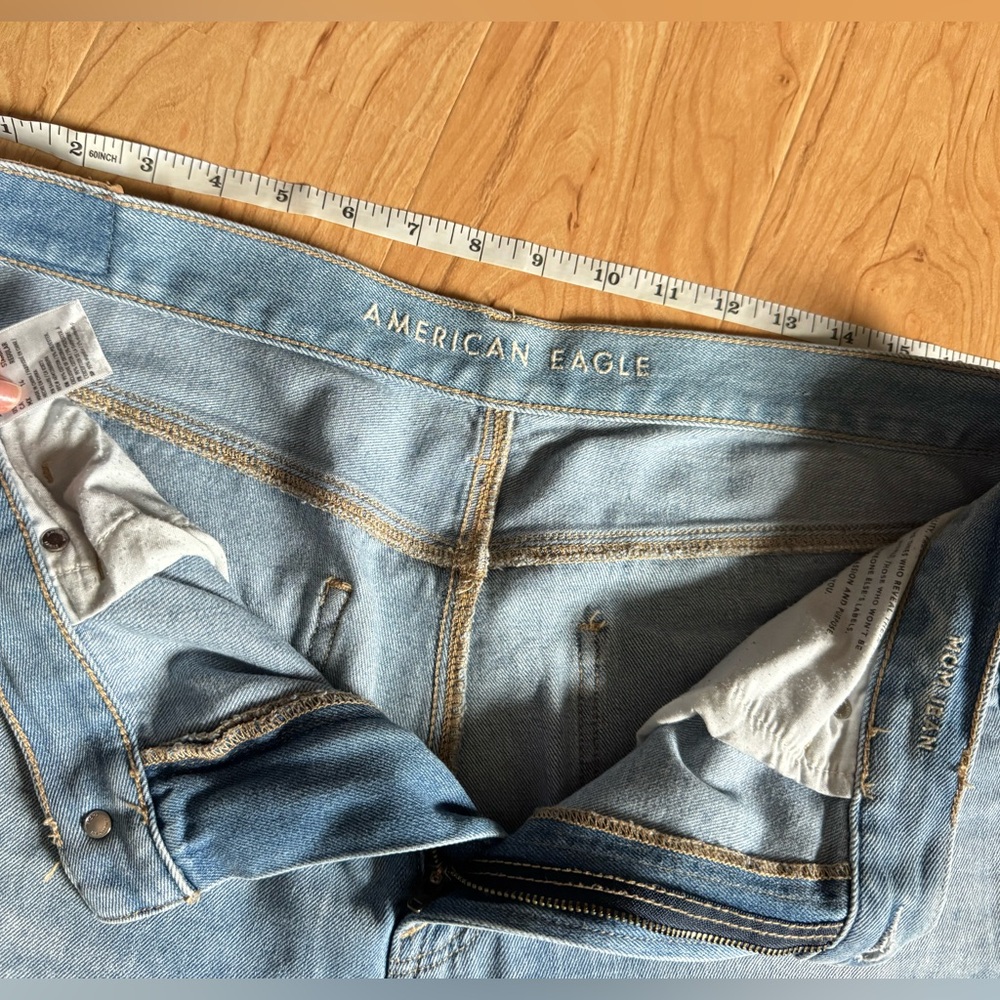 American Eagle Light Blue Distressed Mom Jeans - Picture 2 of 7